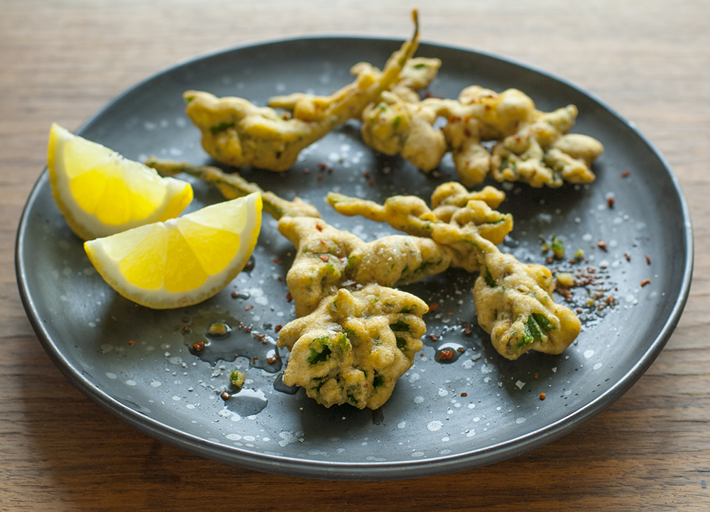Hogweed and Wild Garlic Pakoras