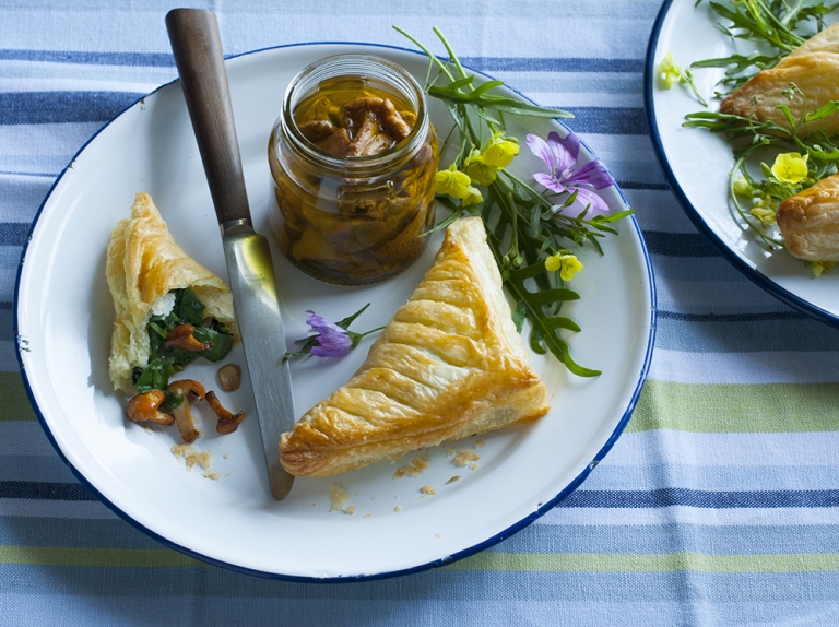 Chanterelle and Watercress Picnic Puffs
