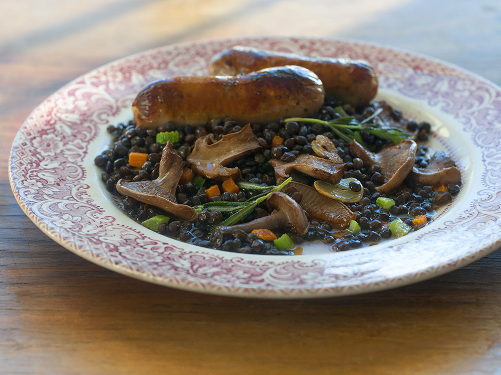Sausage and Lentil Casserole with Blewits