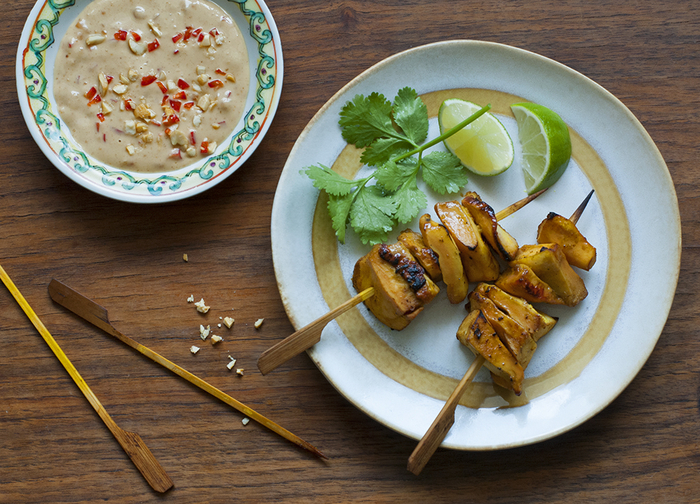 Chicken of the Woods Satay with Peanut Sauce