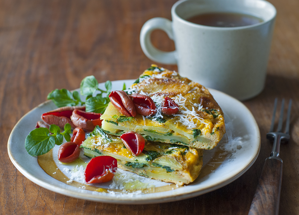 Wild Garlic and Potato Frittata with Wild Mushrooms