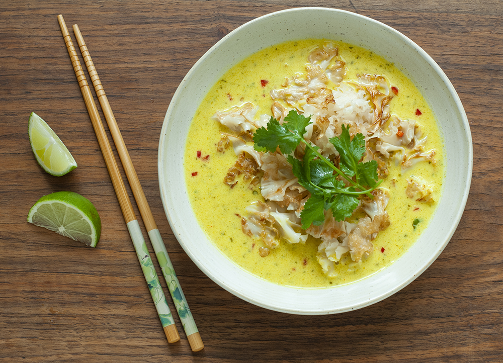 Cauliflower Fungus Soup with Coconut and Lime