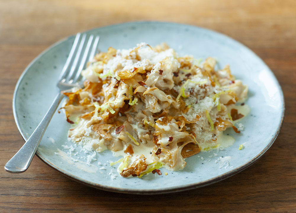 Cauliflower Fungus ‘Pasta’ with Lemon and Chilli