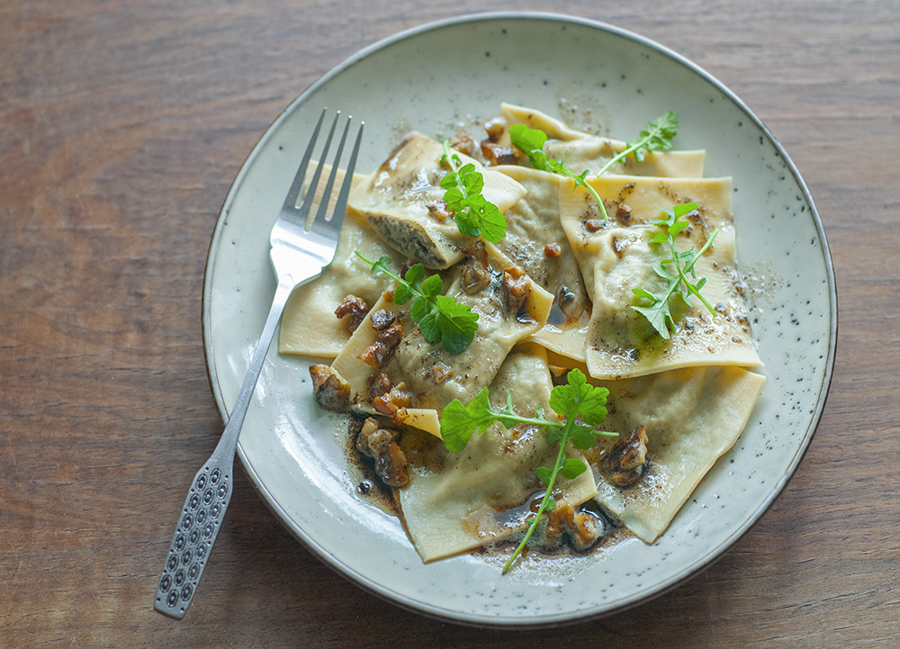 Hen of the Woods Ravioli with Walnut Brown Butter